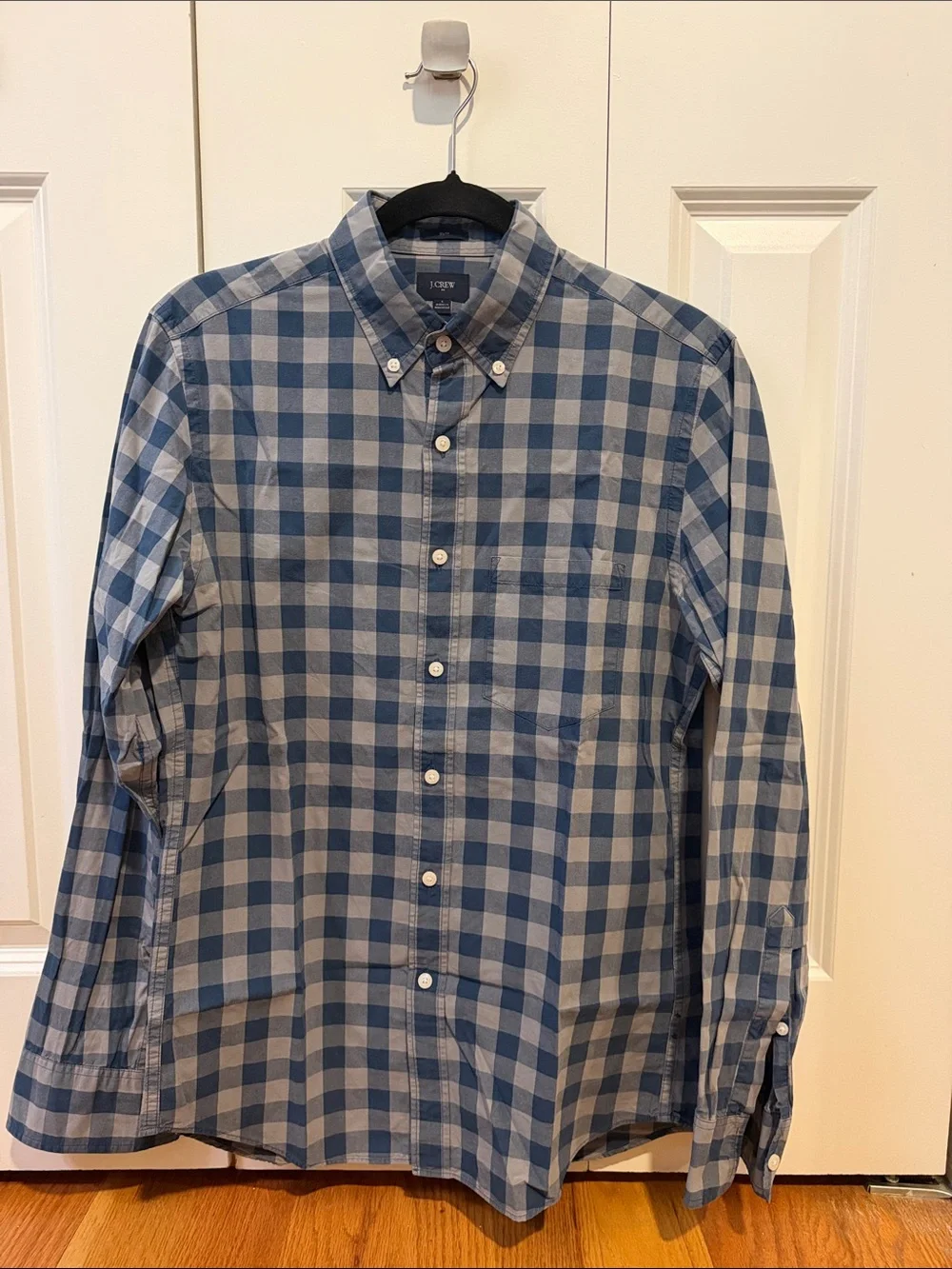 J. Crew Men's Blue & White Check Button-Down Shirt